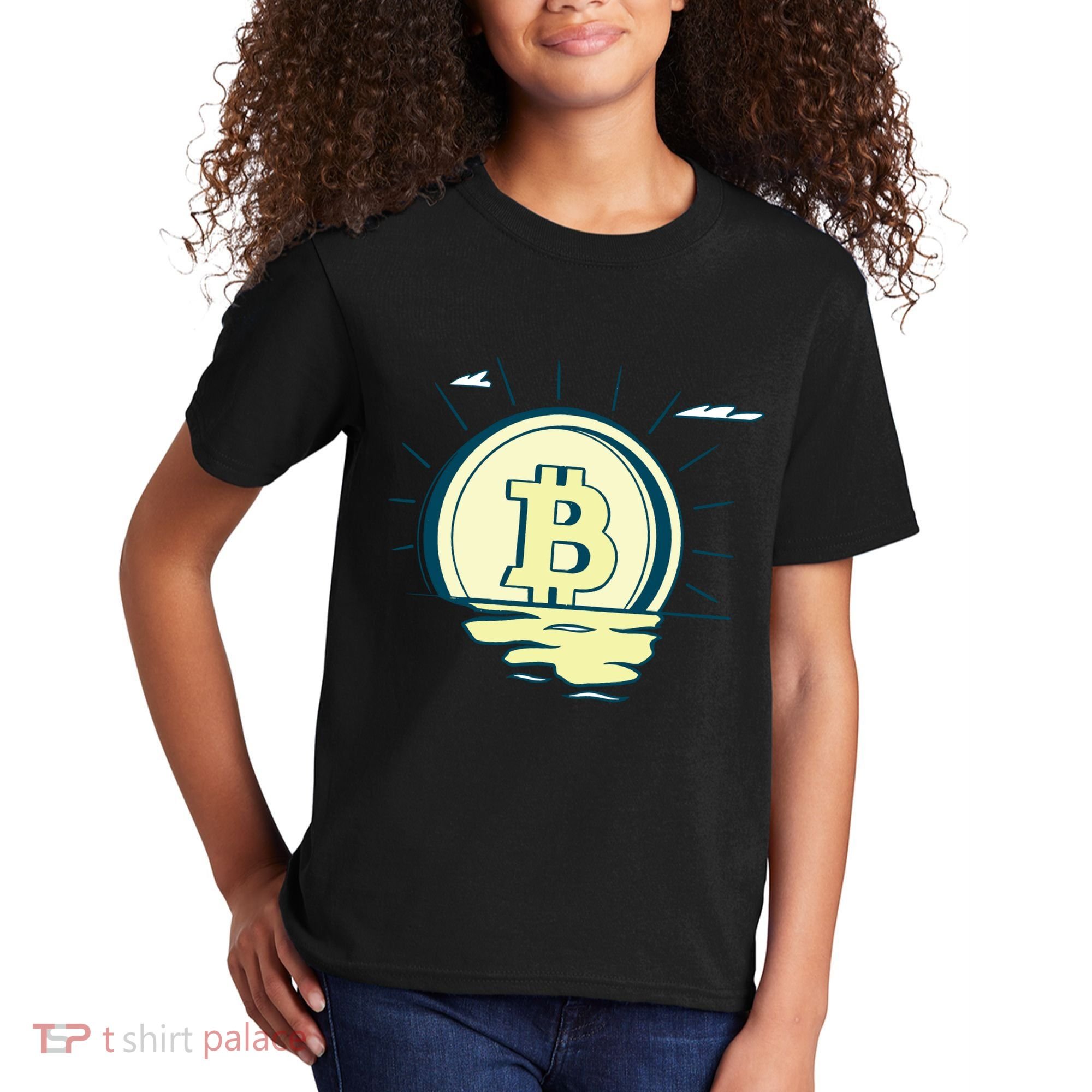 Retro Bitcoin Sunrise Kids T-Shirt
