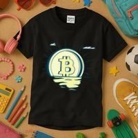 Retro Bitcoin Sunrise Kids T-Shirt thumb 3