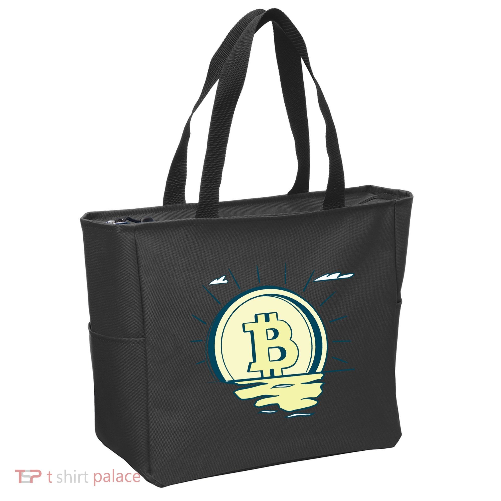 Retro Bitcoin Sunrise Tote Bag