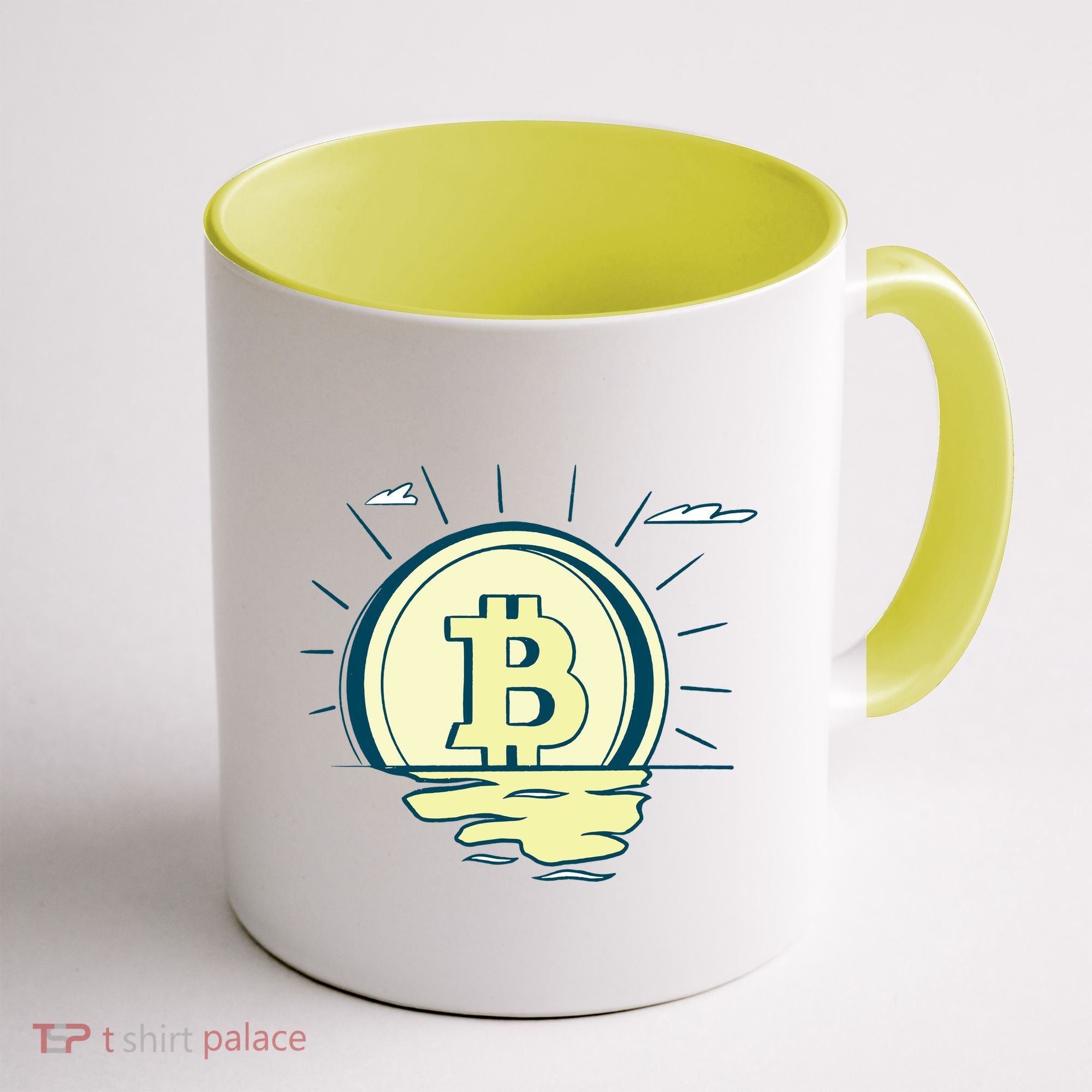 Retro Bitcoin Sunrise Coffee Mug