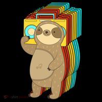 Retro Boombox Sloth USA-Made Doggie Bandana thumb 2