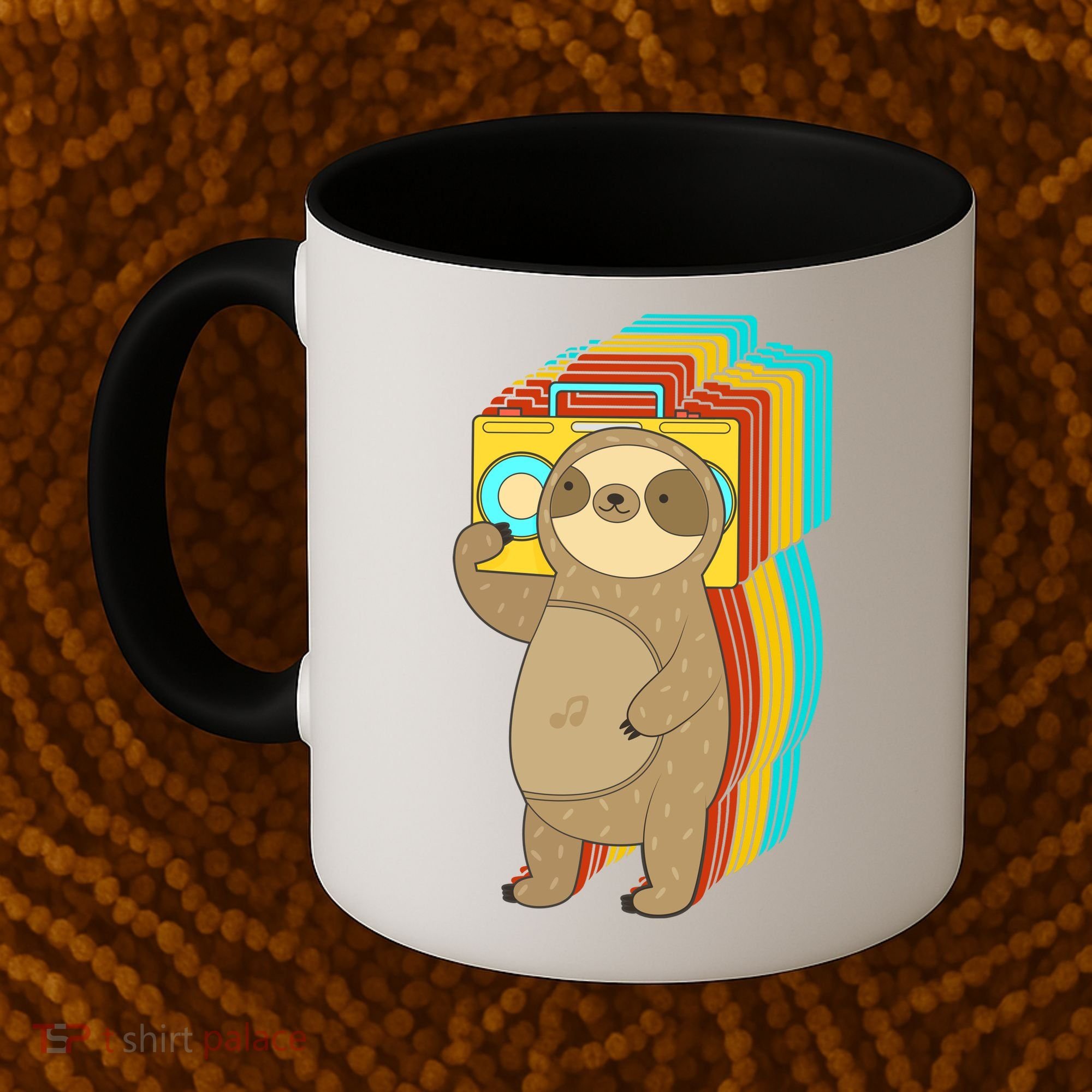 Retro Boombox Sloth Coffee Mug