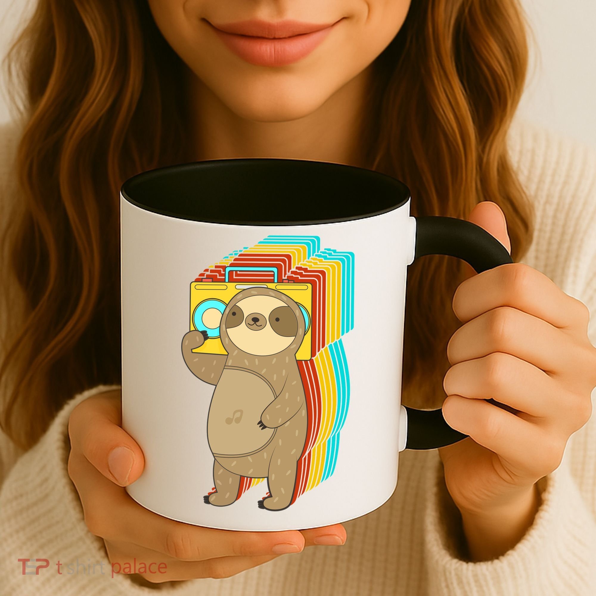 Retro Boombox Sloth Coffee Mug