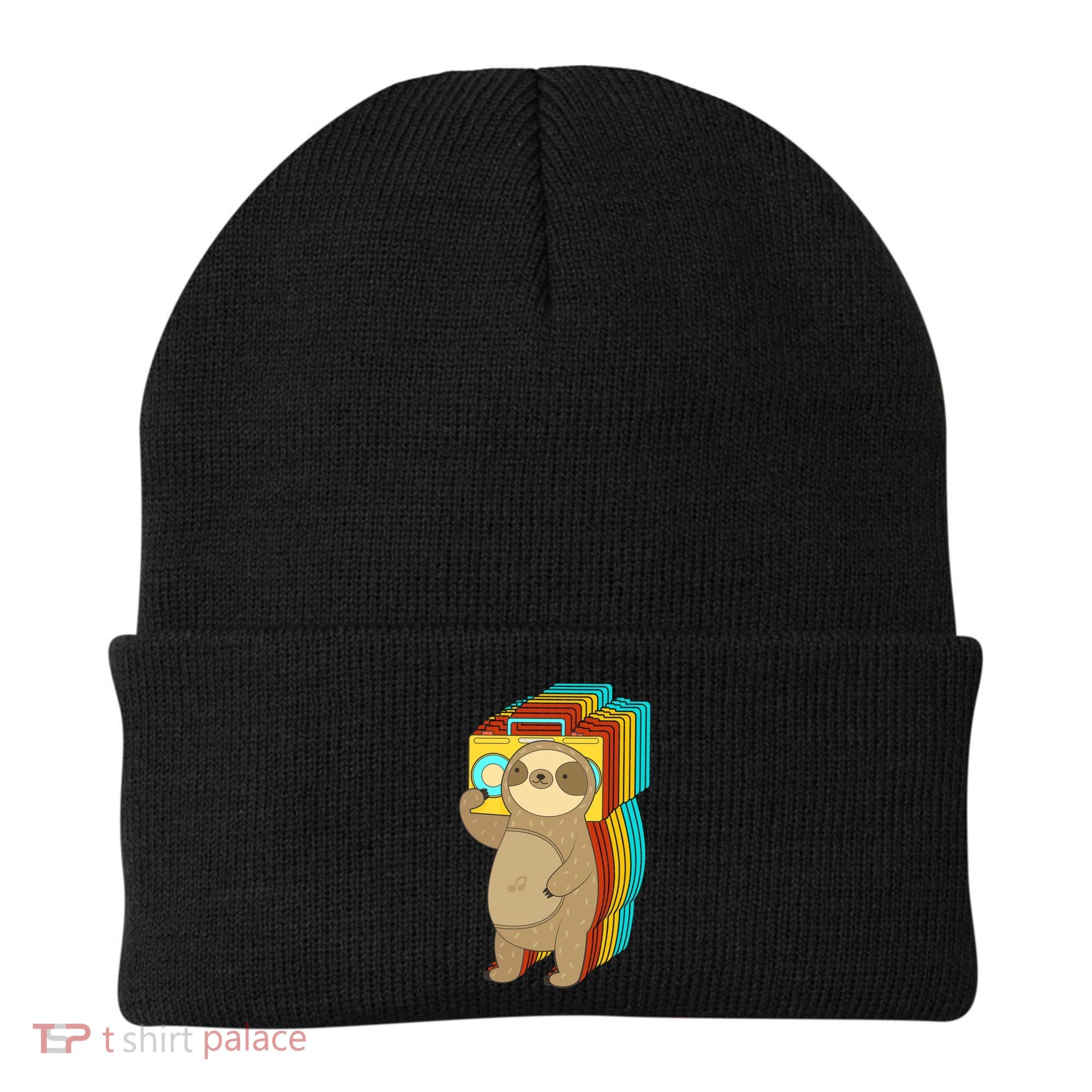 Retro Boombox Sloth Beanie