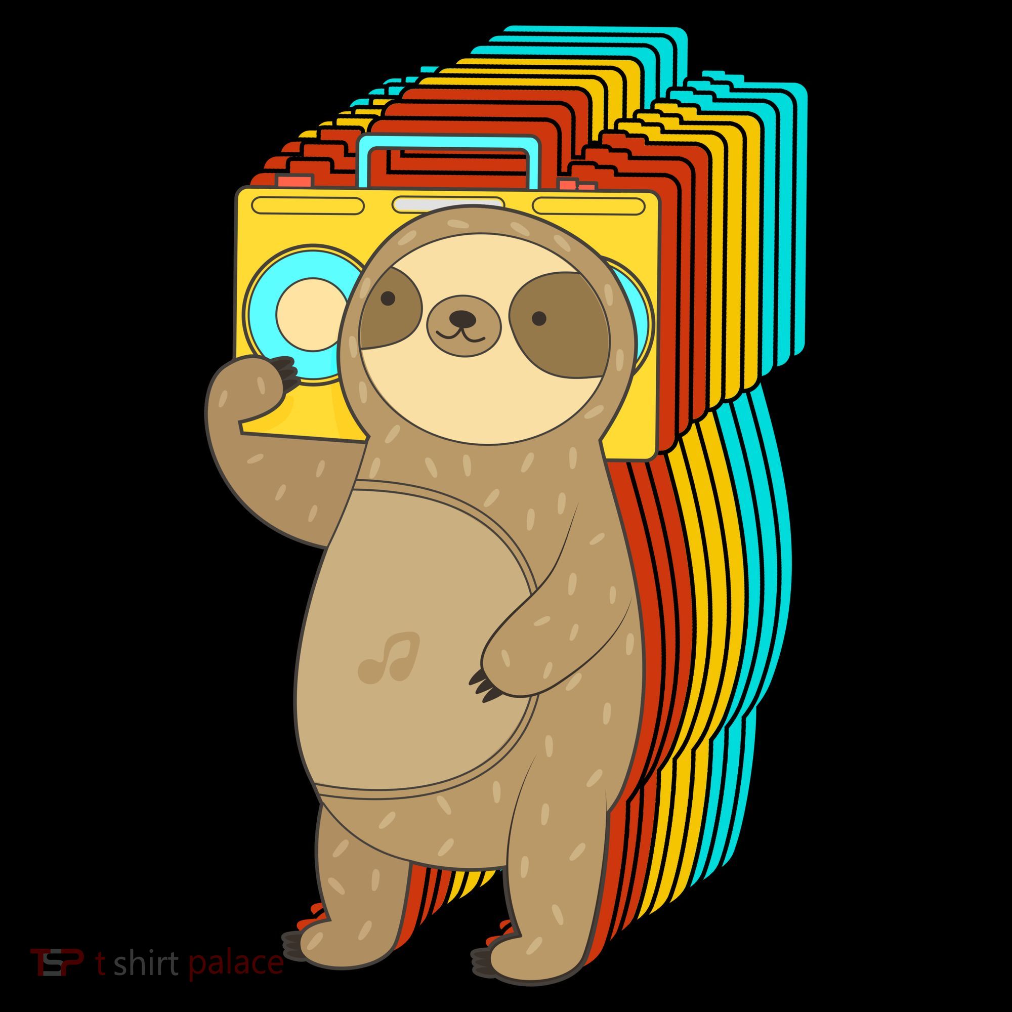 Retro Boombox Sloth Polo