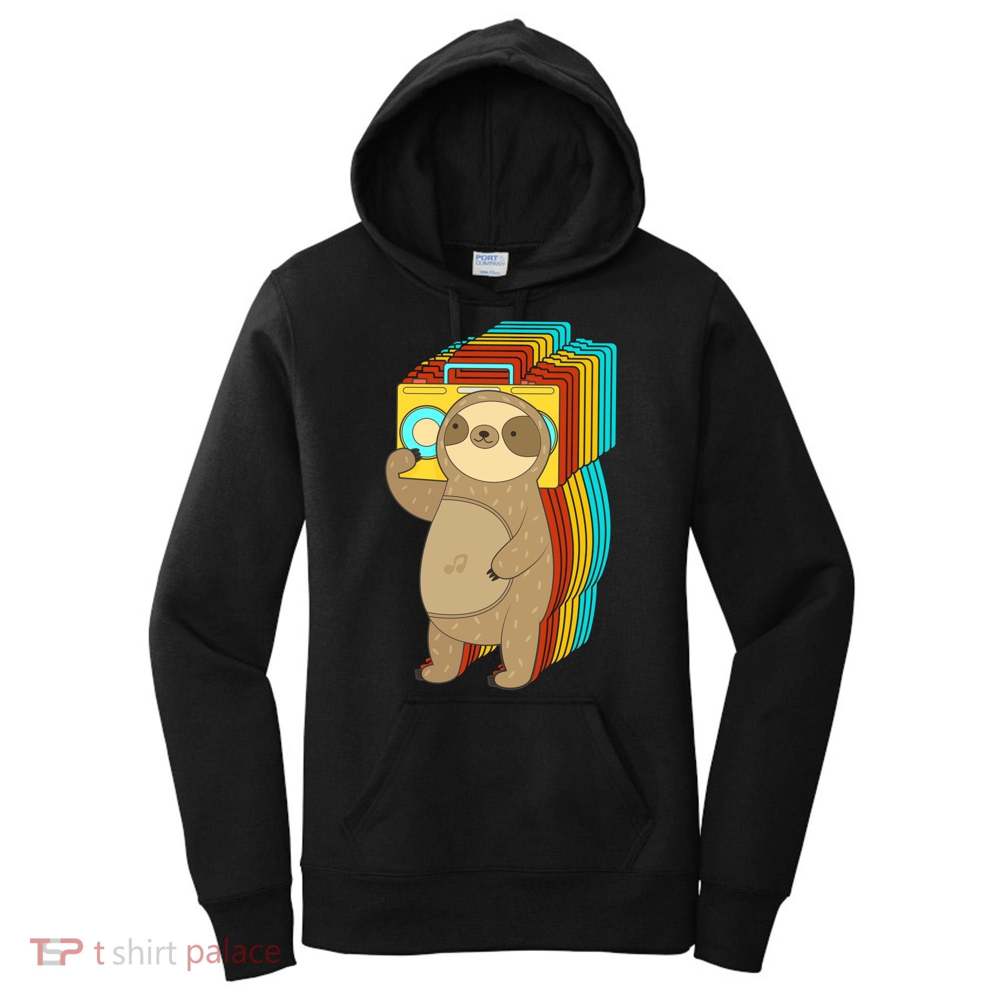 Retro Boombox Sloth Women's Hoodie