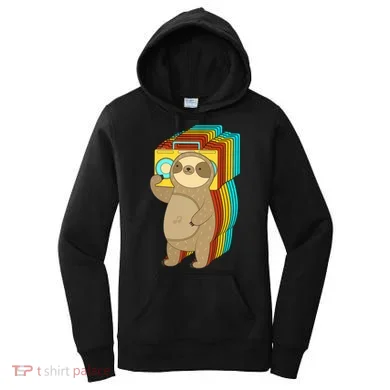 Retro Boombox Sloth Women's Hoodie