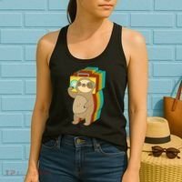 Retro Boombox Sloth Women's Tank Top thumb 2