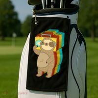Retro Boombox Sloth Golf Towel thumb 2