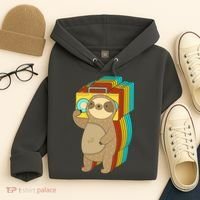 Retro Boombox Sloth Hoodie thumb 4