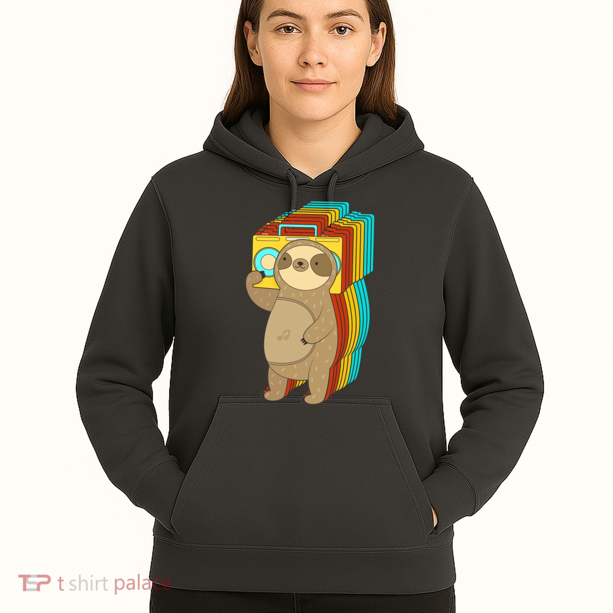Retro Boombox Sloth Hoodie