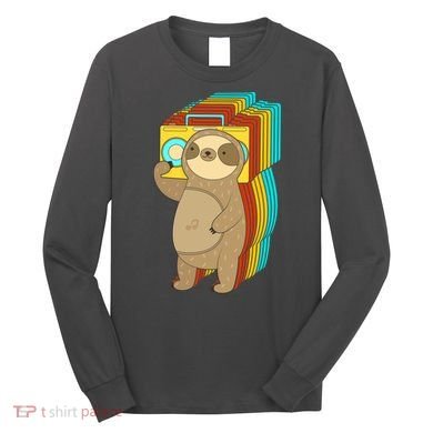 Retro Boombox Sloth Long Sleeve Shirt