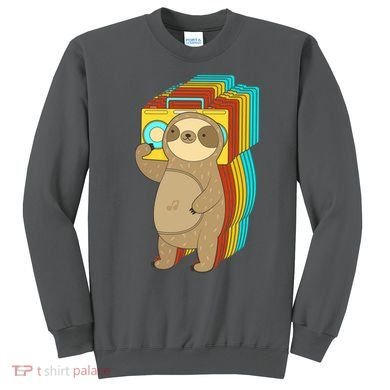 Retro Boombox Sloth Sweatshirt