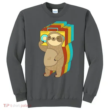 Retro Boombox Sloth Sweatshirt