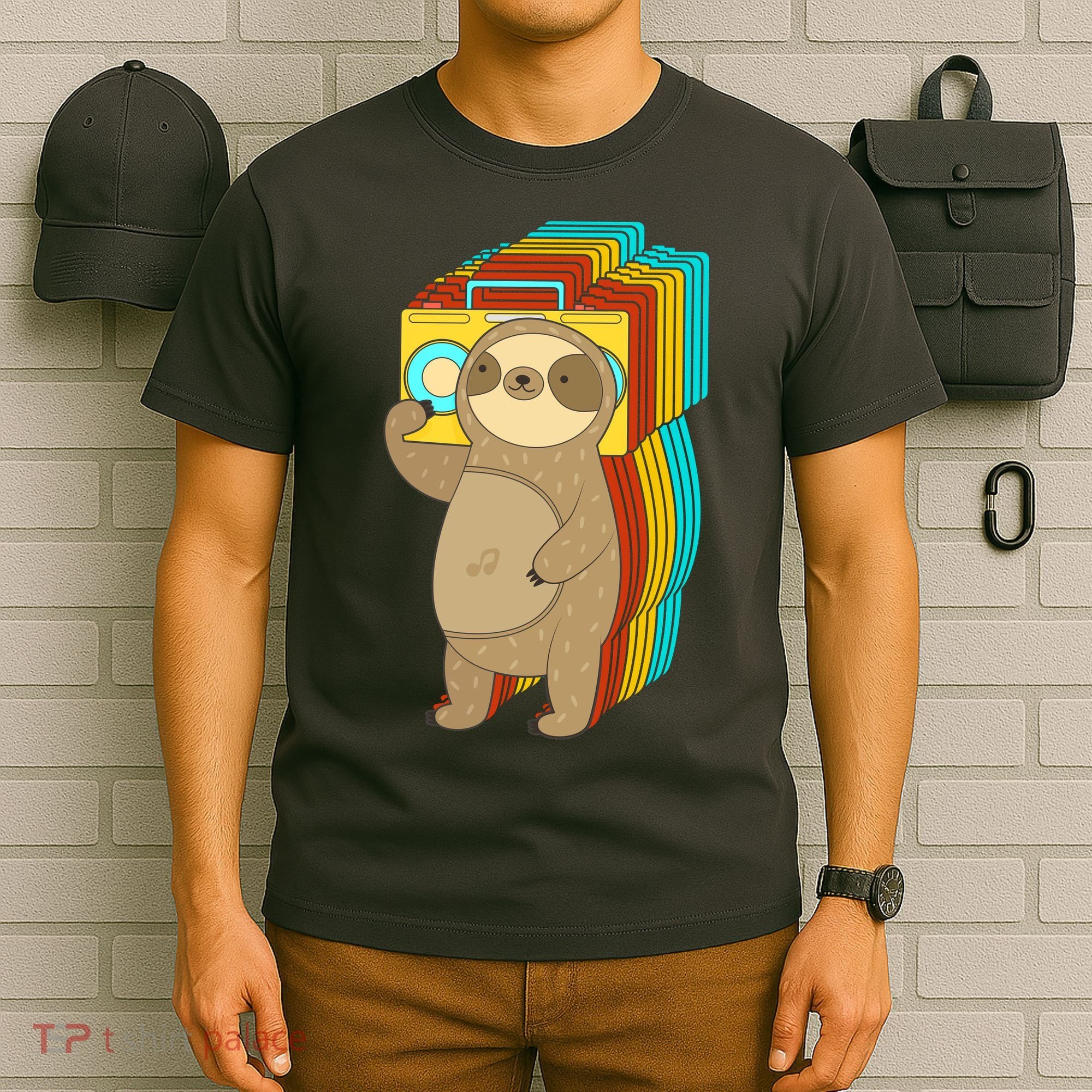 Retro Boombox Sloth T-Shirt
