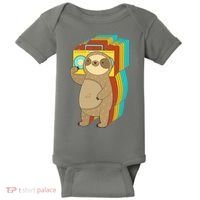 Retro Boombox Sloth Baby Bodysuit thumb 0