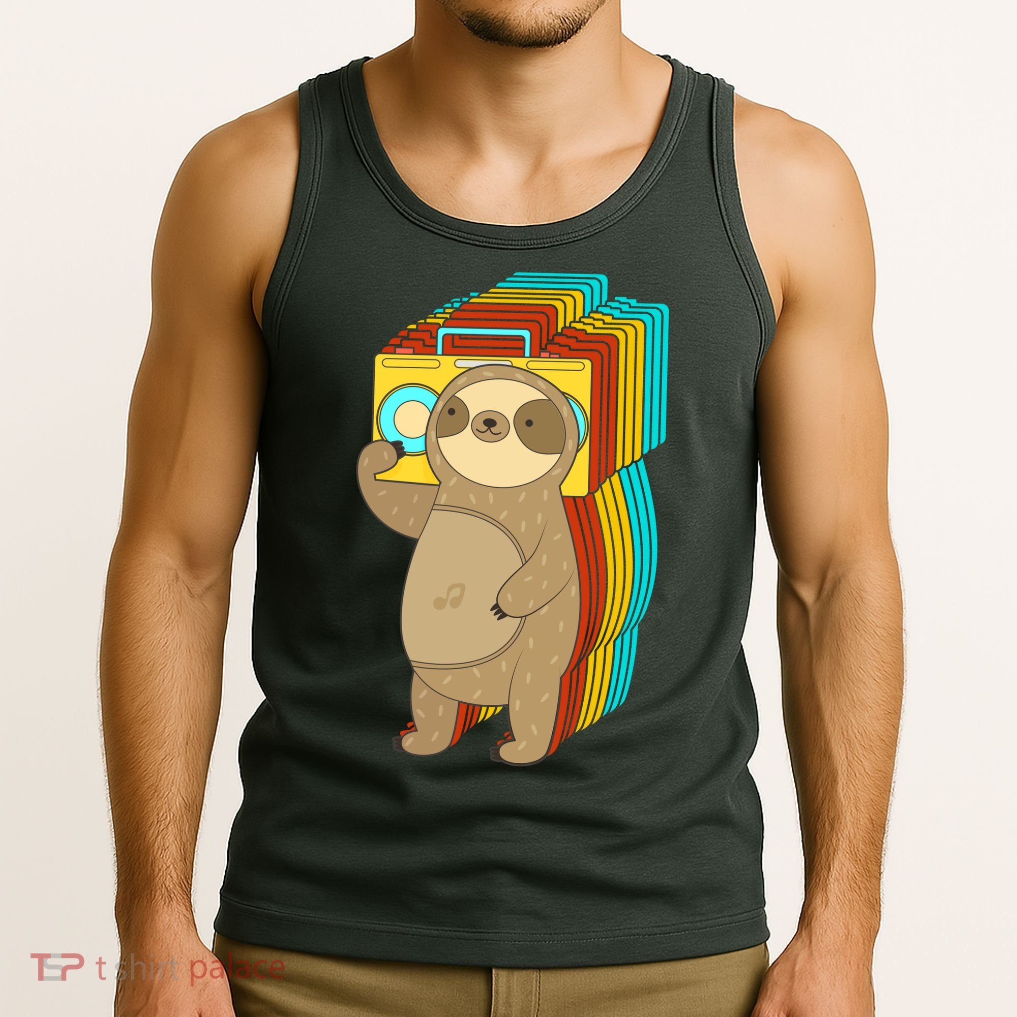 Retro Boombox Sloth Tank Top