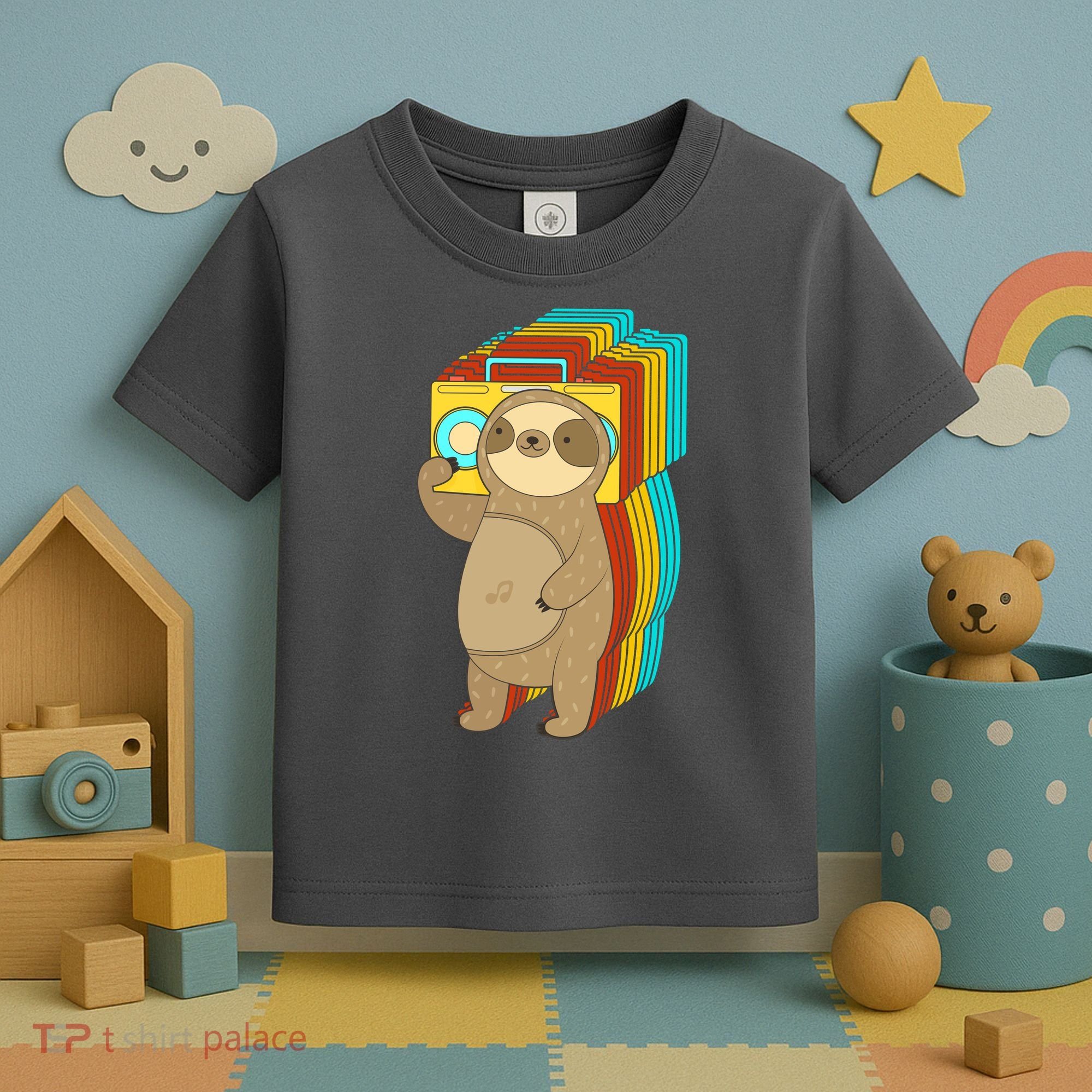 Retro Boombox Sloth Toddler T-Shirt