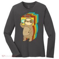 Retro Boombox Sloth Women's Long Sleeve Shirt thumb 0