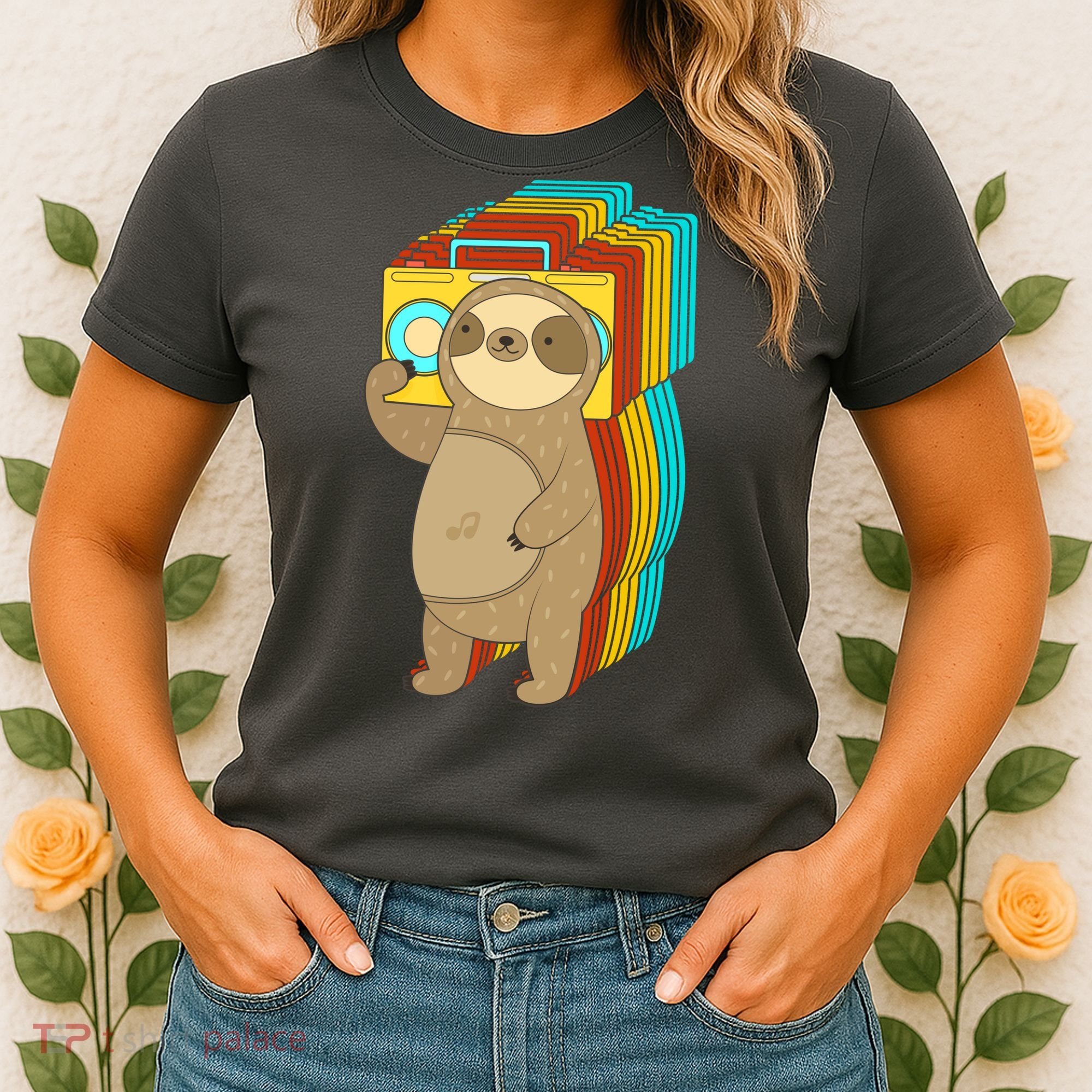 Retro Boombox Sloth Women's T-Shirt