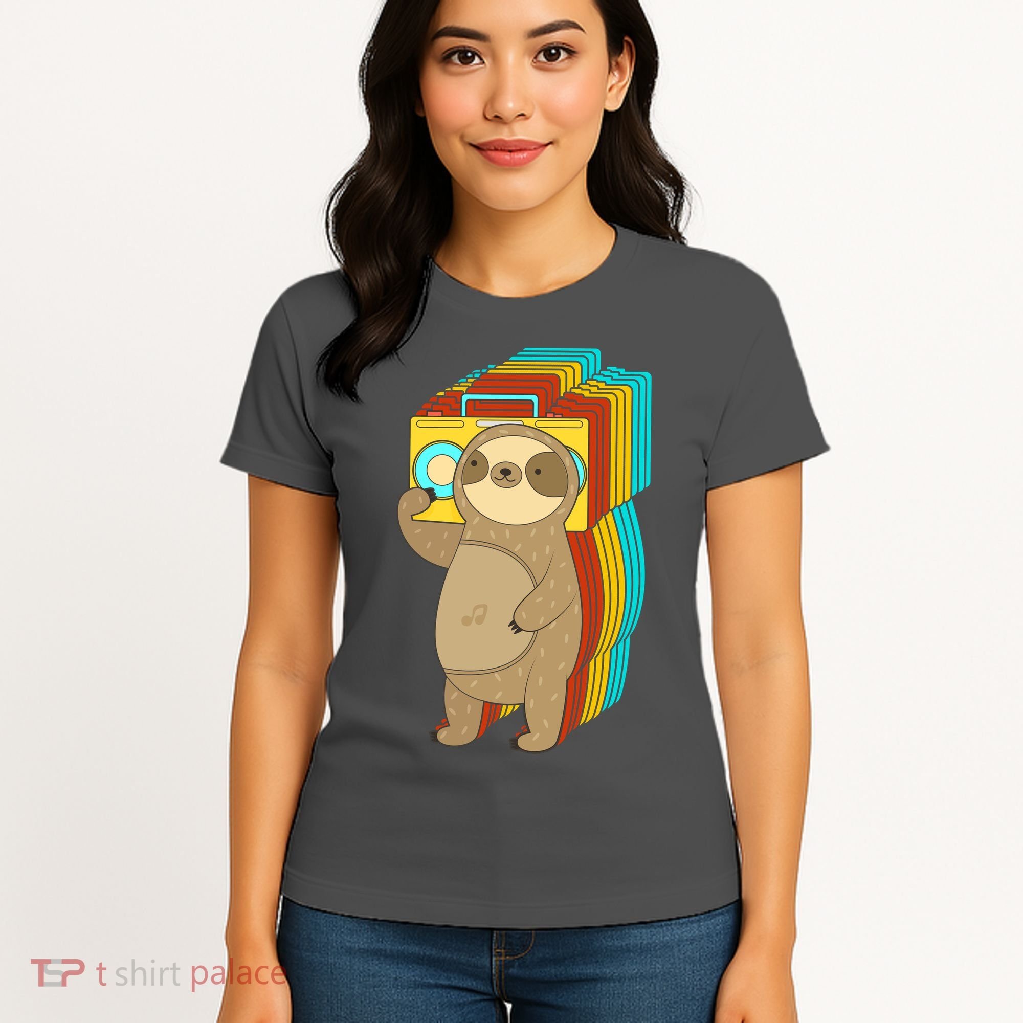 Retro Boombox Sloth Women's T-Shirt