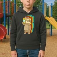 Retro Boombox Sloth Kids Hoodie thumb 2