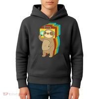 Retro Boombox Sloth Kids Hoodie thumb 4