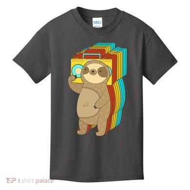 Retro Boombox Sloth Kids T-Shirt