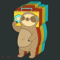 Retro Boombox Sloth Kids T-Shirt thumb 4