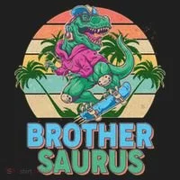 Retro Brother Saurus T-Rex Dinosaur Women's Sweatshirt thumb 2