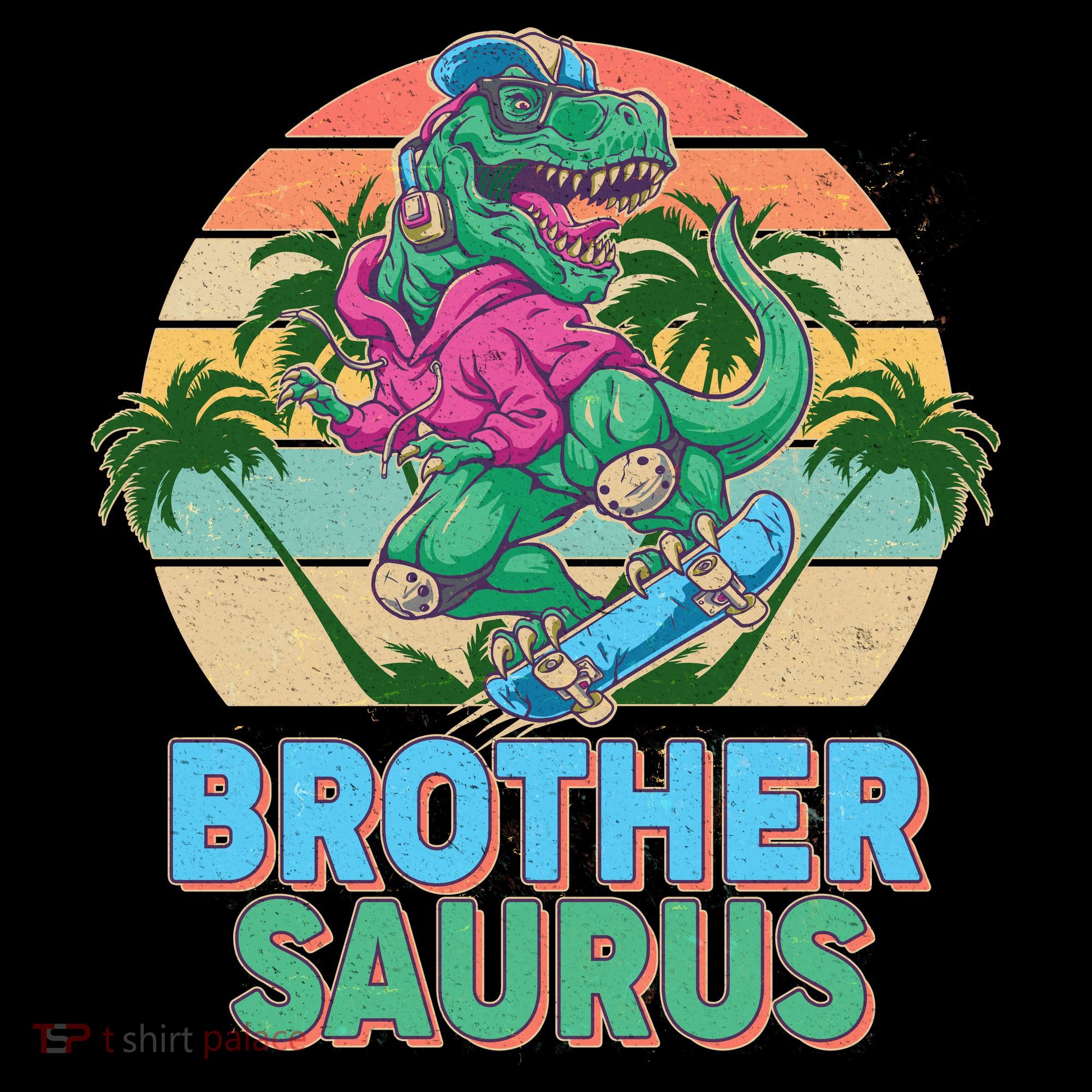 Retro Brother Saurus T-Rex Dinosaur USA-Made Doggie Bandana