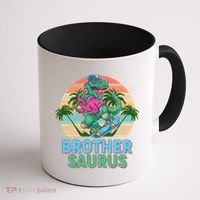 Retro Brother Saurus T-Rex Dinosaur Coffee Mug thumb 1