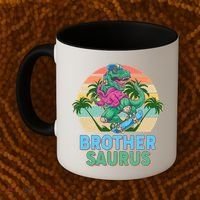Retro Brother Saurus T-Rex Dinosaur Coffee Mug thumb 2