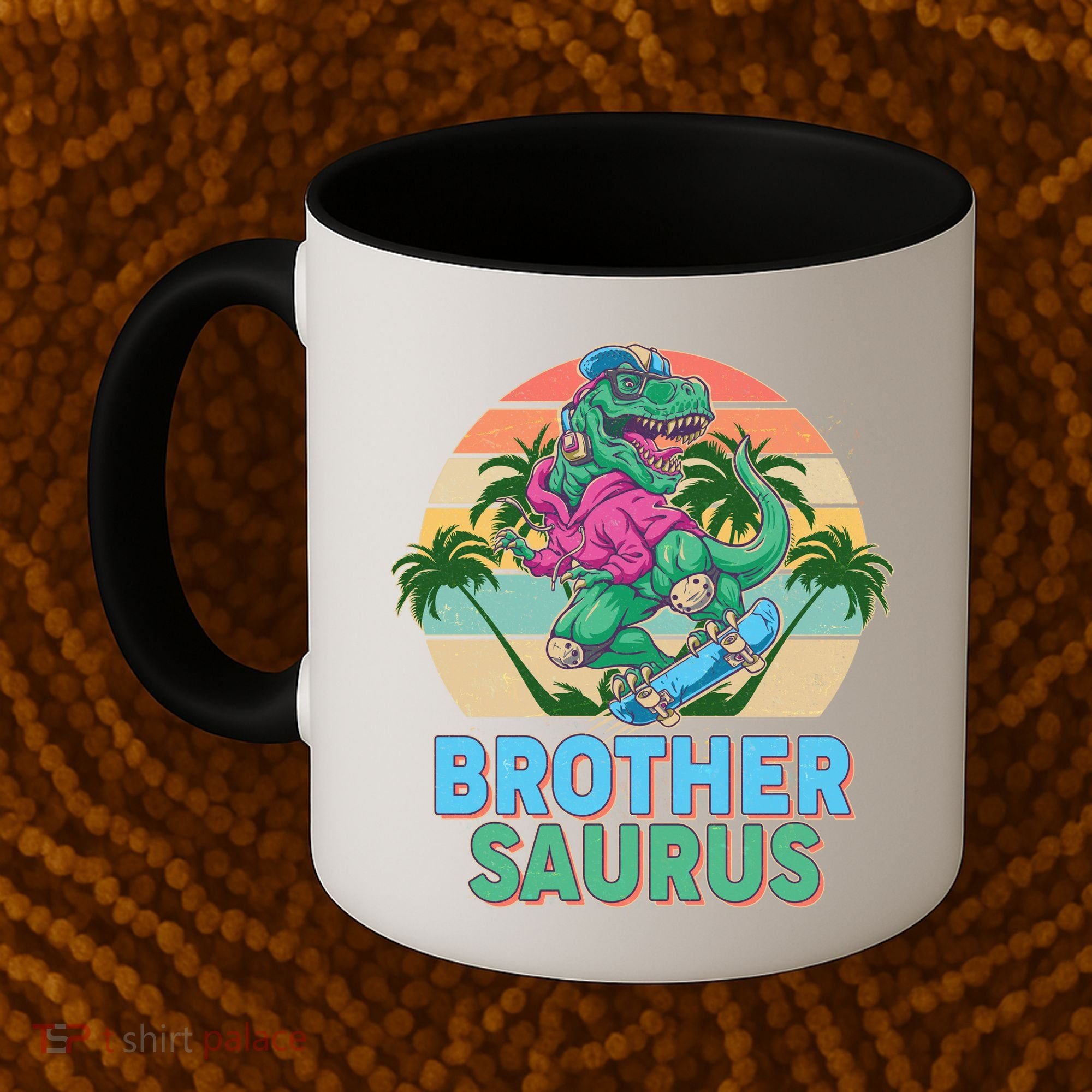 Retro Brother Saurus T-Rex Dinosaur Coffee Mug