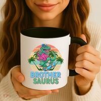 Retro Brother Saurus T-Rex Dinosaur Coffee Mug thumb 3