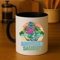 Retro Brother Saurus T-Rex Dinosaur Coffee Mug thumb 4