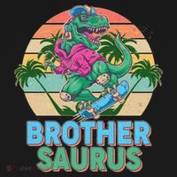 Retro Brother Saurus T-Rex Dinosaur Pajama Set thumb 2