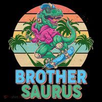 Retro Brother Saurus T-Rex Dinosaur Women's Hoodie thumb 2