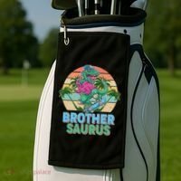 Retro Brother Saurus T-Rex Dinosaur Golf Towel thumb 2