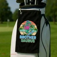 Retro Brother Saurus T-Rex Dinosaur Golf Towel thumb 2