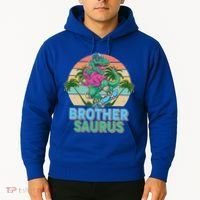 Retro Brother Saurus T-Rex Dinosaur Hoodie thumb 2