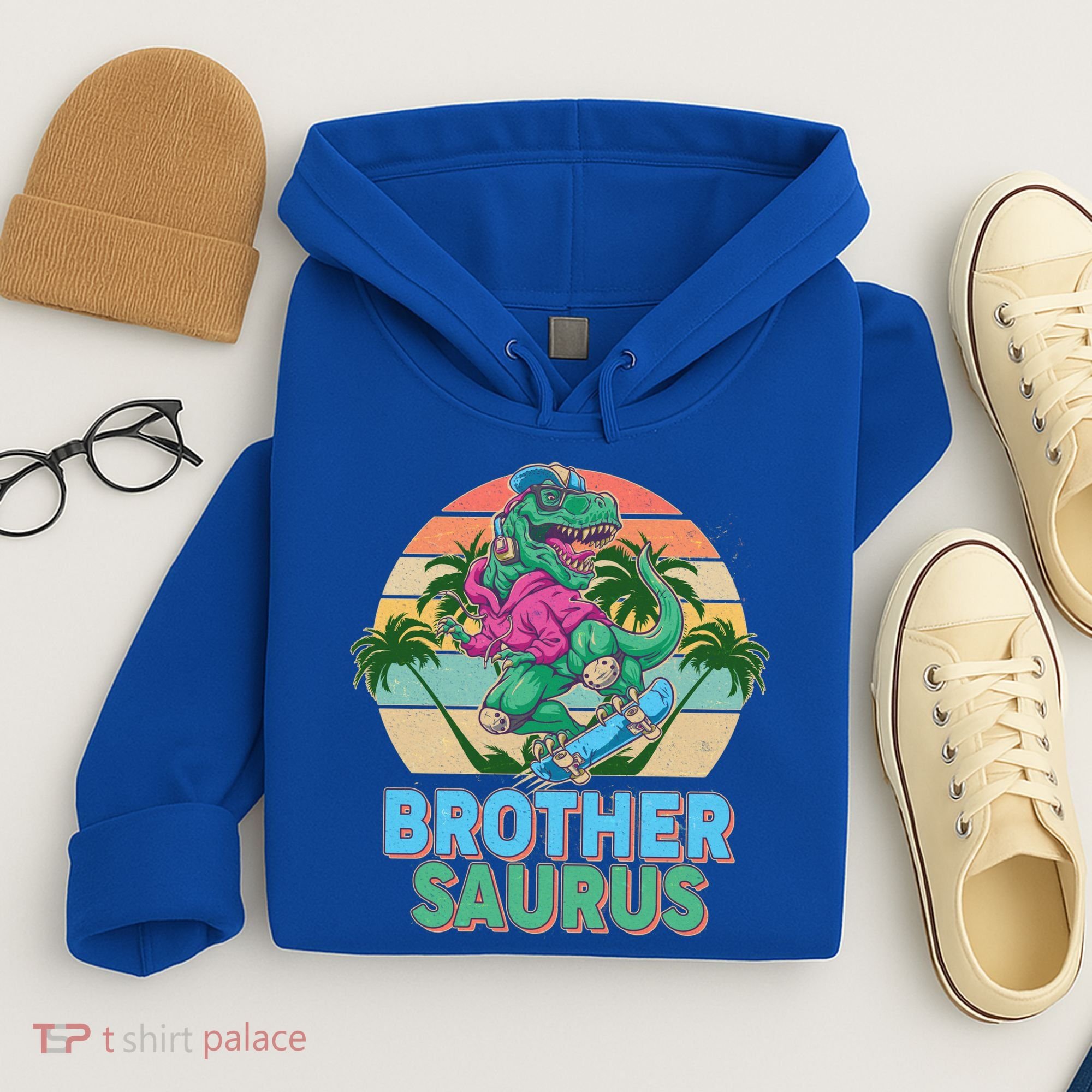Retro Brother Saurus T-Rex Dinosaur Hoodie