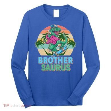 Retro Brother Saurus T-Rex Dinosaur Long Sleeve Shirt
