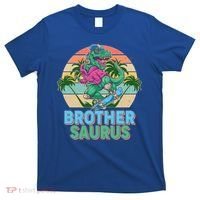 Retro Brother Saurus T-Rex Dinosaur T-Shirt thumb 0
