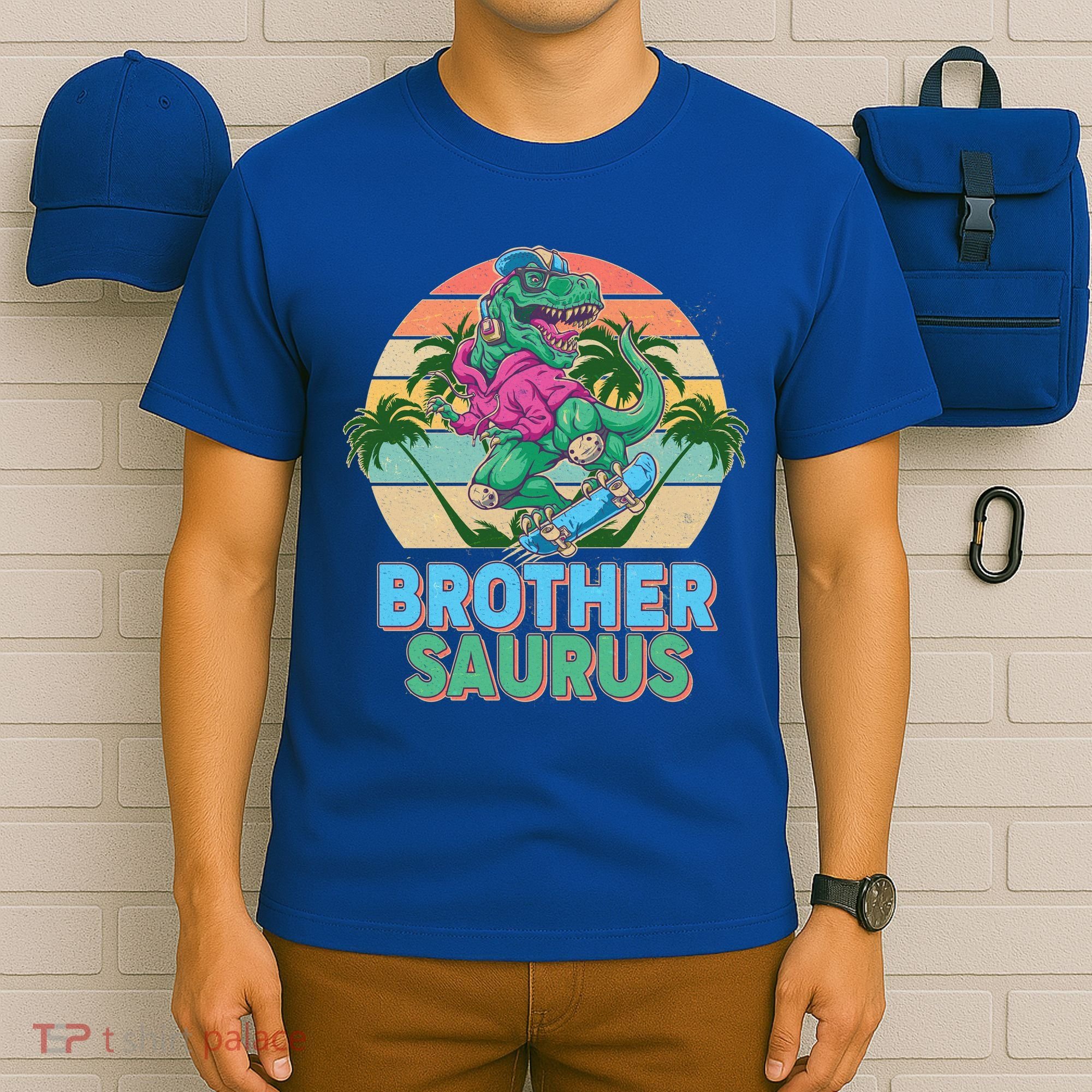 Retro Brother Saurus T-Rex Dinosaur T-Shirt