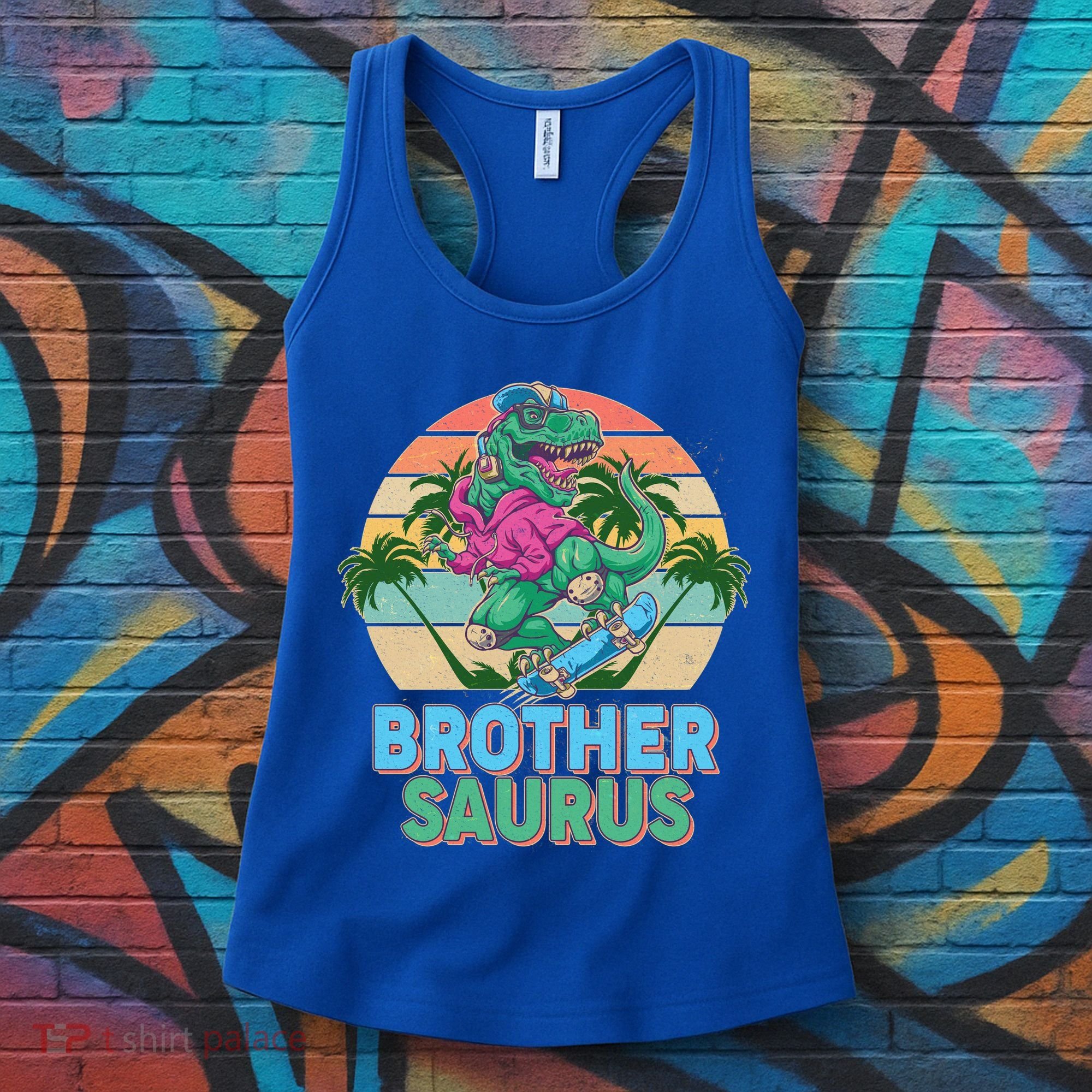 Retro Brother Saurus T-Rex Dinosaur Women's Tank Top