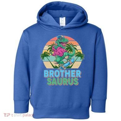 Retro Brother Saurus T-Rex Dinosaur Toddler Hoodie