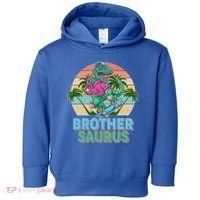Retro Brother Saurus T-Rex Dinosaur Toddler Hoodie thumb 0