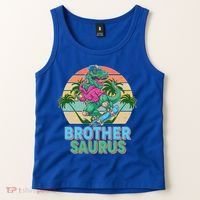 Retro Brother Saurus T-Rex Dinosaur Tank Top thumb 2
