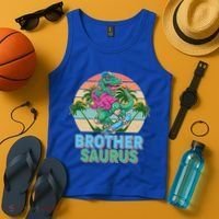 Retro Brother Saurus T-Rex Dinosaur Tank Top thumb 4